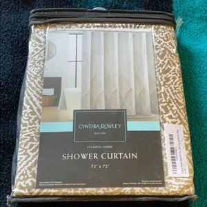 CYNTHIA ROWLEY MOCHA ON WHITE SHOWER CURTAIN 72x72